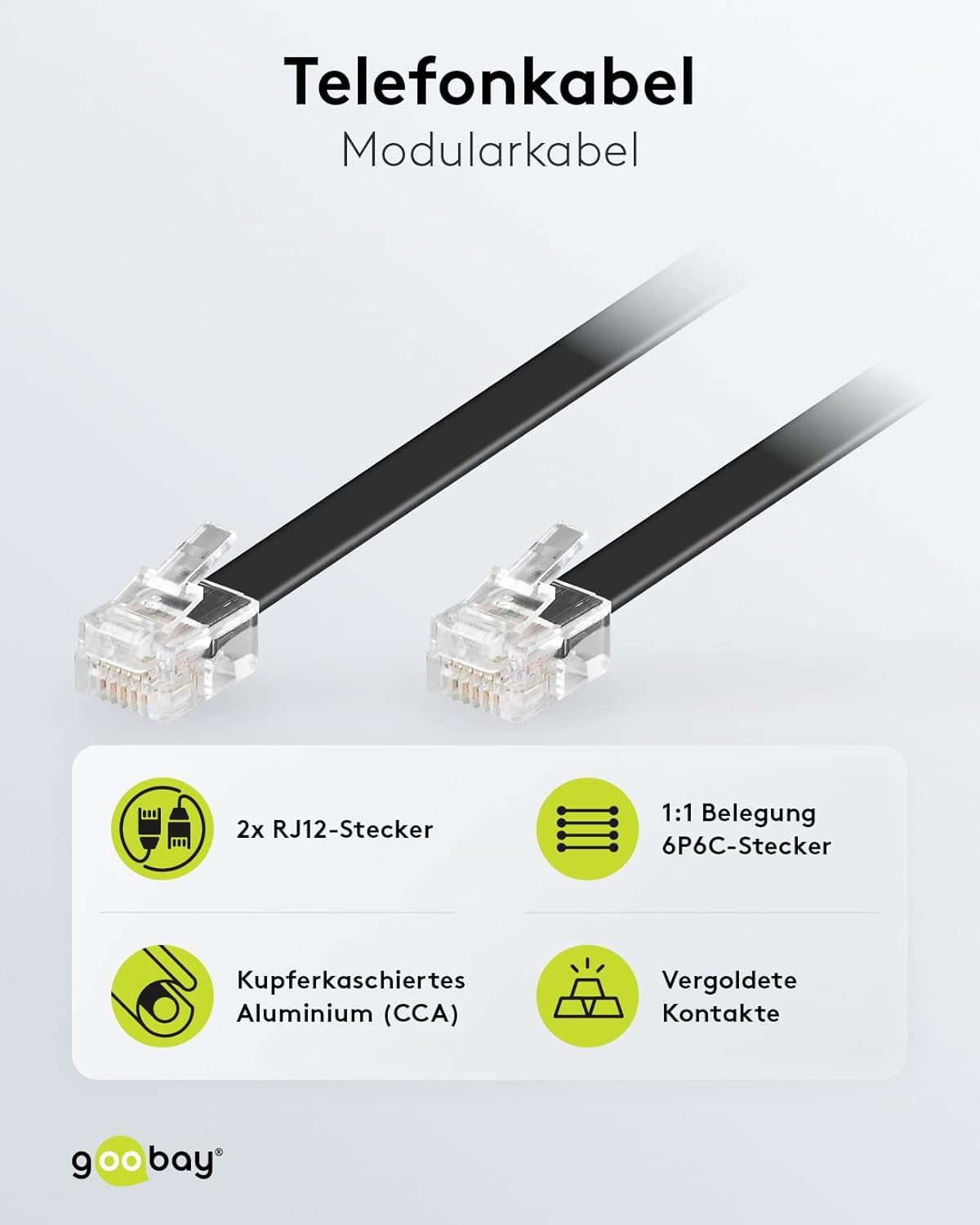 Goobay 50323 Modułowy kabel przyłączeniowy, czarny, długość kabla 10 m,