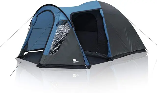 GEAR Zelt Tivano - 5-Personen-Kuppelzelt mit Stehhöhe, Blau Grau