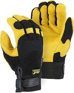 M Diamond M Gloves, Deerskin Palm Knit Back, Windproof Insulation Protect Back Hand, Color Black/gold, Size Small (1 Pair)