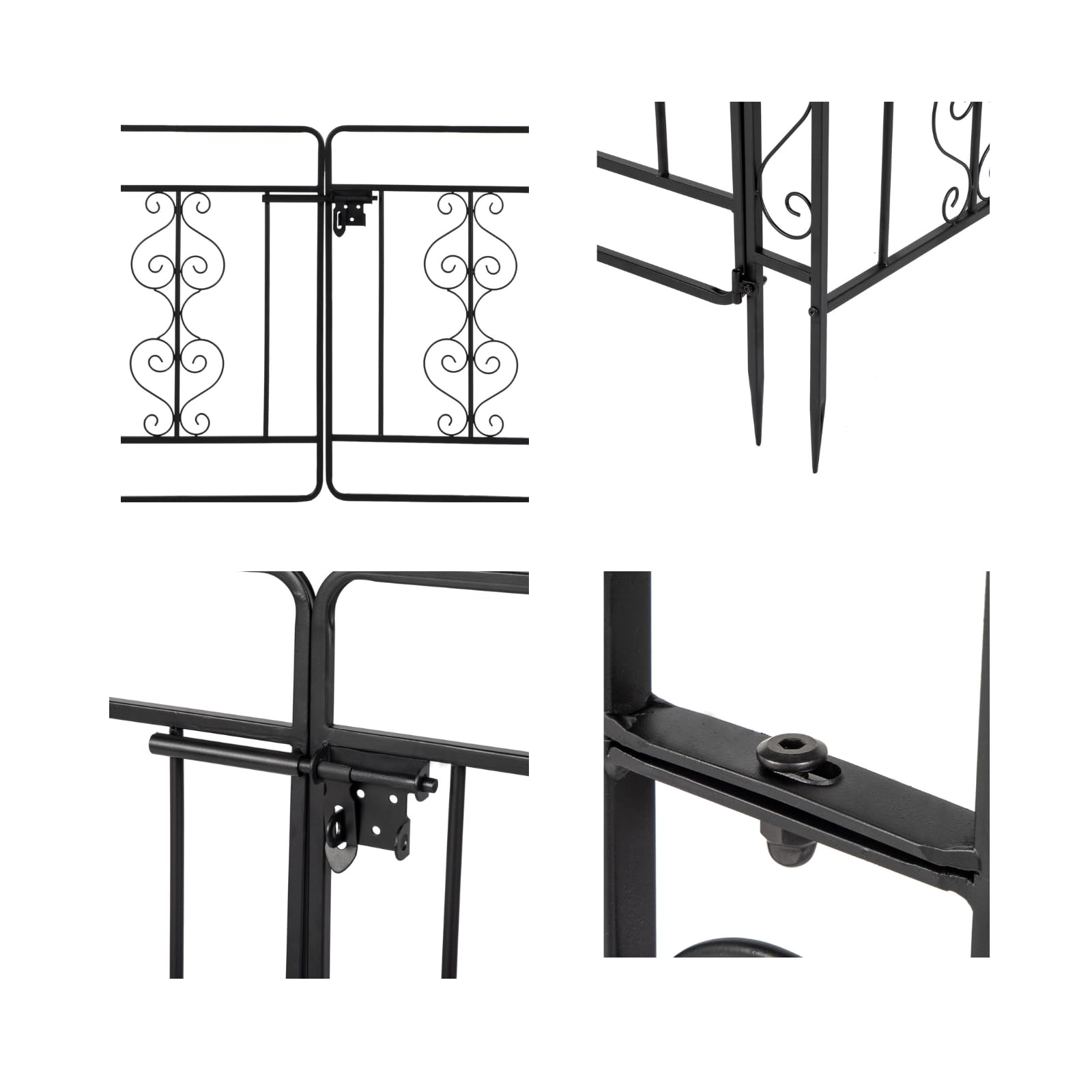 LEADZM Arche Métal Jardin, Arcade Mariage en Fer Revêtue de Poudre pour Plantes Grimpantes de Rose,Noir (Type d'étable avec Porte)