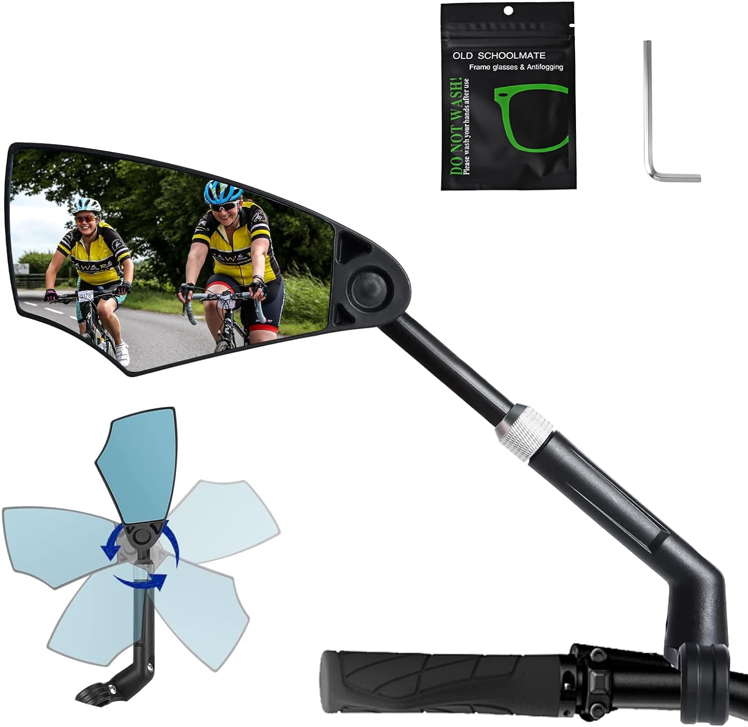 Rétroviseur De Guidon Réglable 360° - Pour Vélos, Trotinettes Électriques, Guidon 20-23 Mm, Extensible, Antidérapant (Côté Gauche)