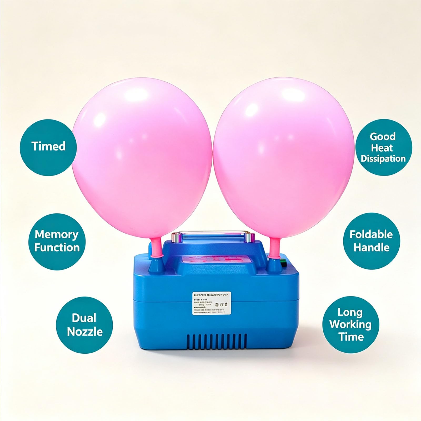 Gonfiatore Professionale A Doppio Foro Da 800 W, Gonfiatore Per Palloncini A Doppio Ugello, Pompa Ad Aria Elettrica Con Timer E Gonfiatore Quantitativo Per Palloncini Per Feste/matrimoni