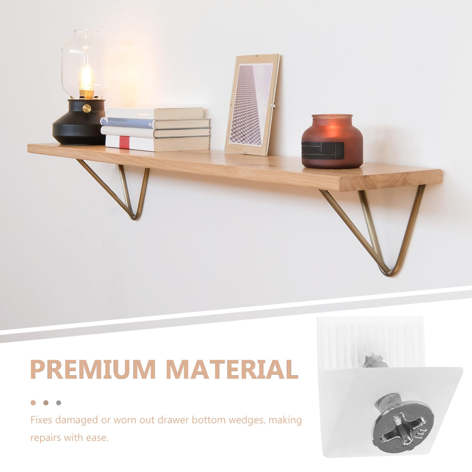 COSMEVIVI 200 pcs Support Wedges with Screws for Sagging Drawers Mending Wedges for Cabinet Shelves Easy Installation Fixing Kit for Unstable Furniture