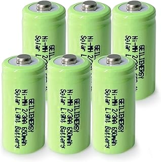 GEILIENERGY 6 PCS 2/3AA 1.2V 650mAh Ni-MH Rechargeable Batteries for High Power Static Applications Electric Mopeds, Meters, RC Devices, Electric Tools