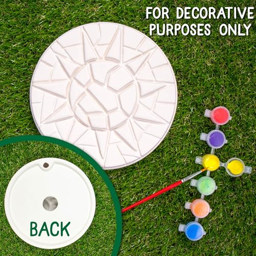 Image of Creative Roots Mosaic Sun Stepping Stone Kit, Includes 7-Inch Ceramic Stepping Stone & 6 Vibrant Paints, DIY Garden Stone for Kids Ages 6+