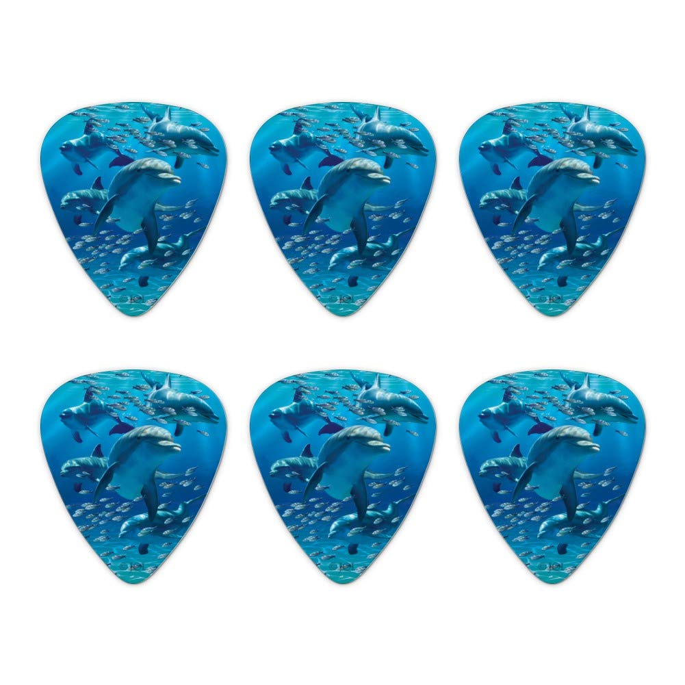 Dolphins Pod Underwater Diving Ocean Novelty Guitar Picks Medium Gauge - Set of 6