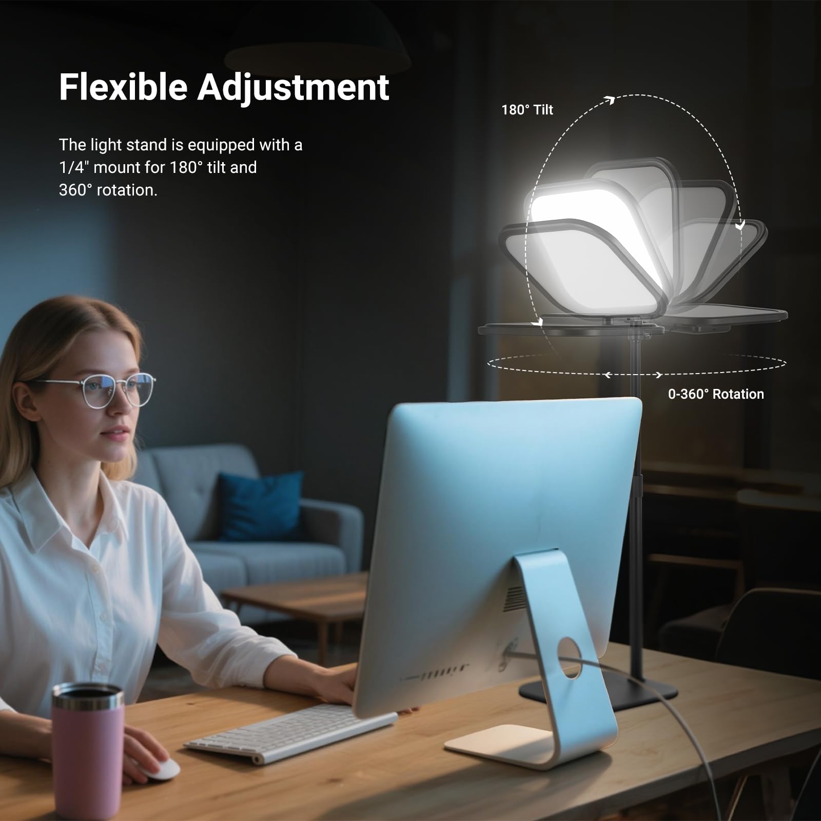 NEEWER Basics 2 Pack 10.8" Konferencja Wideo Reflektor z Mobilnym Wsparciem/Wsparciem, 15W Bi Color Edge Lit Full Screen Desk Light CRI95+ do laptopa Kamera internetowa Zoom Połączenia Streaming