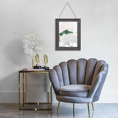 Vista 95 de Espejo de pared con marco de madera rústica, espejos colgantes rectangulares para pared, grande, decorativo para baño, dormitorio, granja, sala