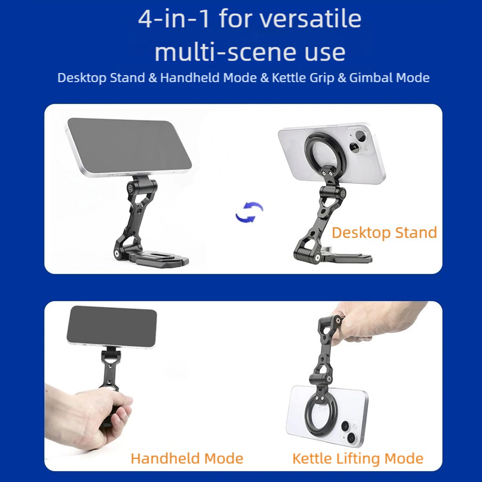 Supporto per telefono in alluminio con base magnetica | Struttura pieghevole in alluminio Posizioni visualizzazione regolabili per lo streaming video dispositivi