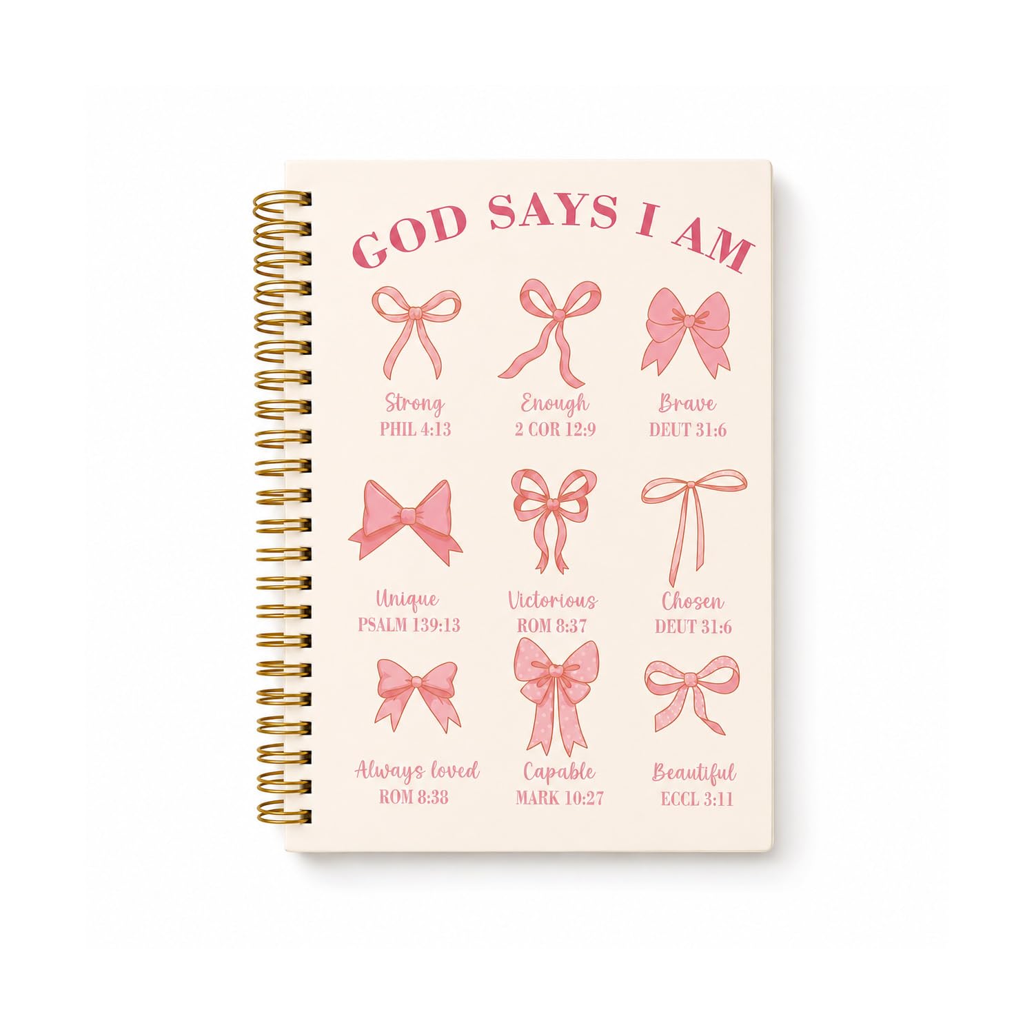 Laicaii A5 Notebook, 50 Sheets 100 Pages Spiral Notebook, Motivational God Says I Am Print Bible Journal, Portable Notebooks A5 for Learning Office Writing Daily Journal, Christian Journals Notebook