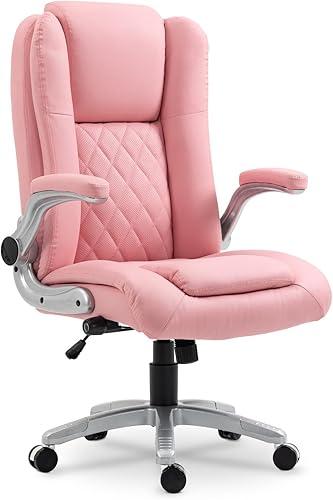 Miniatura 8 de Silla de oficina de respaldo alto con otomana, silla de escritorio sin brazos de piel sintética, sin ruedas, silla de trabajo para computadora,