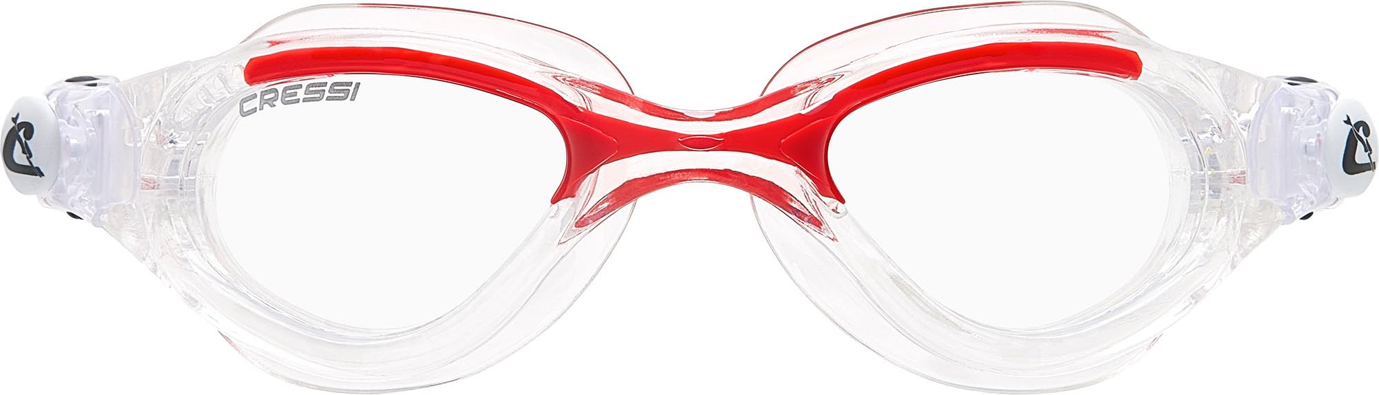 Cressi Flash Premium Schwimmbrille - Transparente Linsen, Rot Akzent