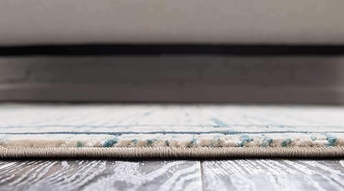 Miniatura 5 de Unique Loom Oasis Collection - Alfombra de área - Fuente (8 x 10 pies, ovalada, azulmarfil)