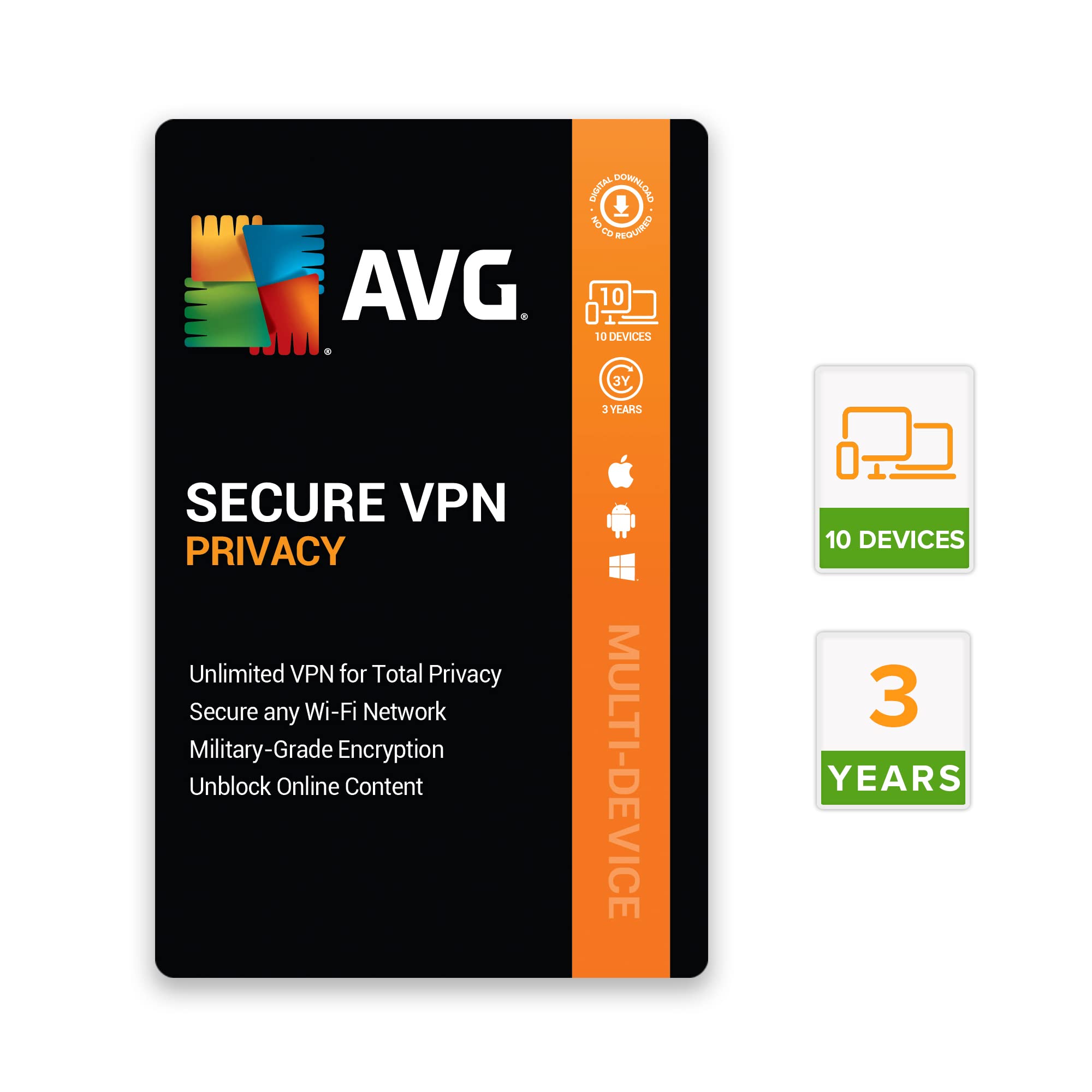 AVG Secure VPN (10 Devices | 3 Years) (Email / Buyer-Seller Message Delivery in 2 hours- No CD) (B0B6FL84HG) Amazon Price History, Amazon Price Tracker