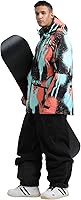Vista 9 de GSOU SNOW Mens Ski Jacket and Pants Set Baggy Snowboard Suit Ski Snowsuit Snow Bibs Waterproof Hooded