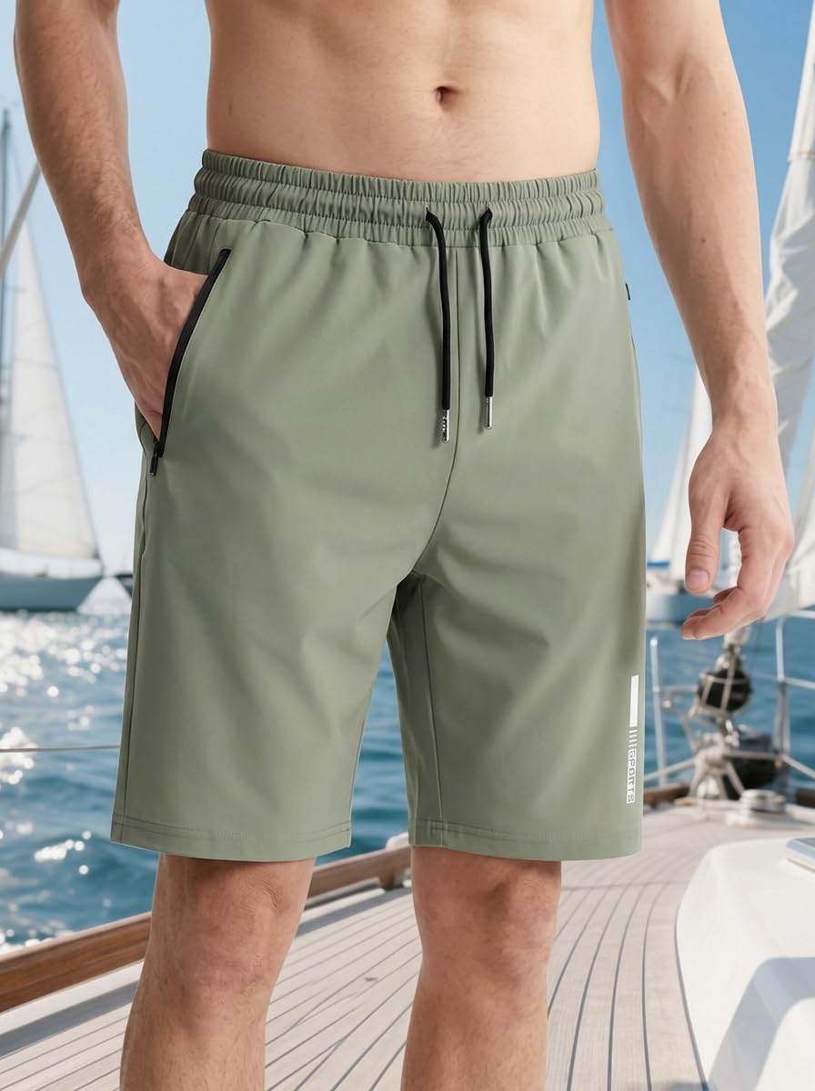 Pantalones cortos deportivos ligeros para hombre, para gimnasio, entrenamiento y correr, pantalones cortos de secado rápido con bolsillos con cremallera — view 8