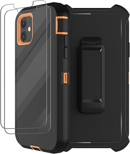 Miniatura 8 de Funda para iPhone 12, iPhone 12 Pro con funda de clip para cinturón, 2 protectores de pantalla, resistente grado militar, cuerpo completo, a prueba