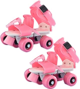 Girls Roller Skates - Quad Wheel Skate Shoes, Beginner Double Low Youth Roller | Outdoor Kids Skates, Simple Design Easy Wear Skates for Boys, Girls, Daughters, Son