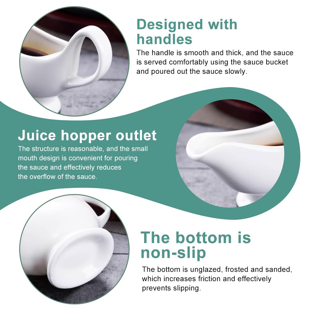 Saucière En Porcelaine 250 Ml - Design Élégant Avec Grande Poignée - Blanche