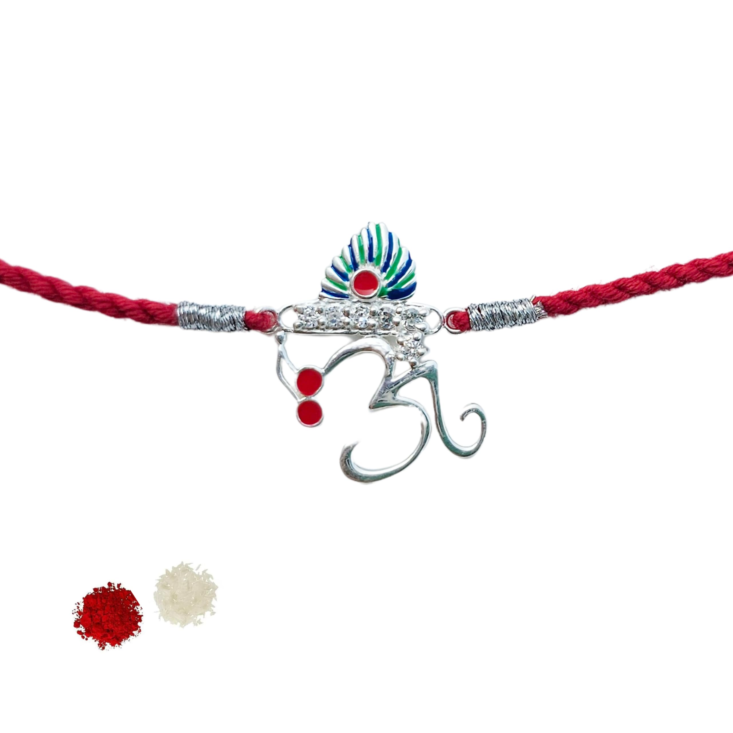ROOVI Pure 925 Sterling Silver Rakhi Bracelet for Brother with Roli Chawal I Rakshabandhan rakhi for Boys & Men I Certificate of Authenticity & 925 Stamp (OM) (B0D95TWF1T) Amazon Price History, Amazon Price Tracker