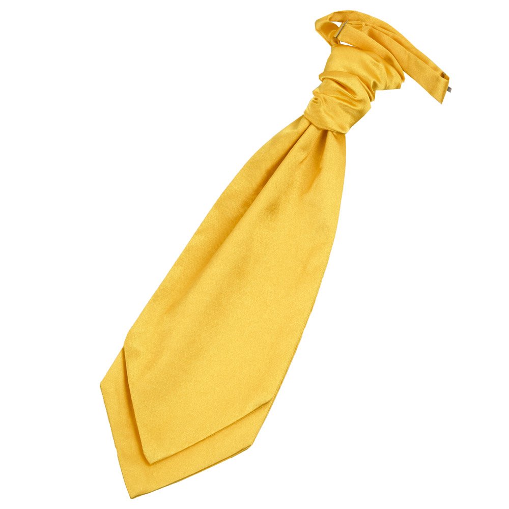 DQT Mens Plain Satin Pre-Tied Scrunchie Cravat – Ruche Ascot Tie for Wedding Business & Formal Wear - Marigold