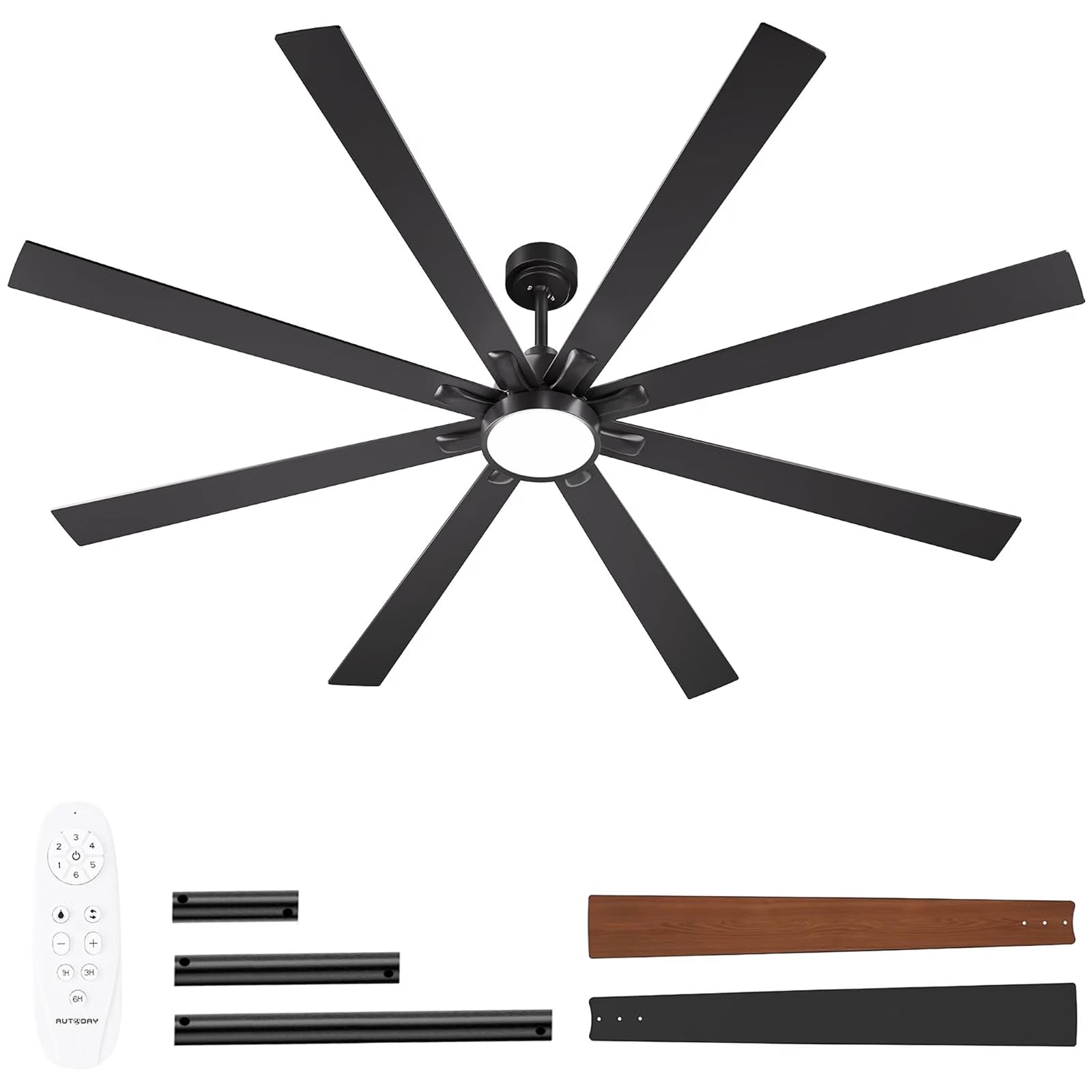 Autoday 84 Inch Ceiling Fan with Light and Remote Control, Large Air Volume
