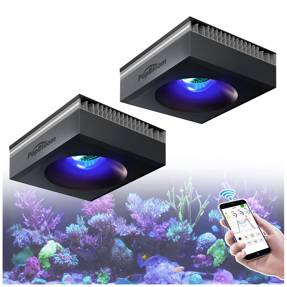 PopBloom 2 Stk. RL90 meerwasser led aquarium beleuchtung 120cm, aquarium led beleuchtung vollspektrum Marine Aquarium Riff Salzwasseraquarium