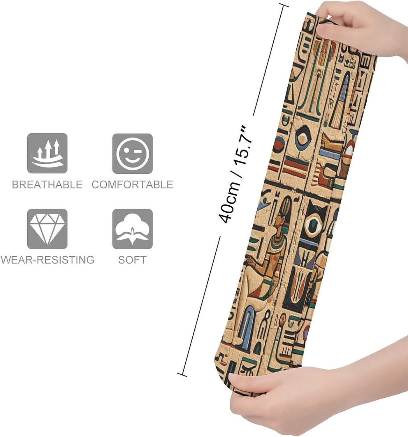 Egyptian Hieroglyph Crew Socks Casual Breathable Calf Socks | Cushion Running Athletic Socks Long Performance Breathable Sports Socks for Women Men