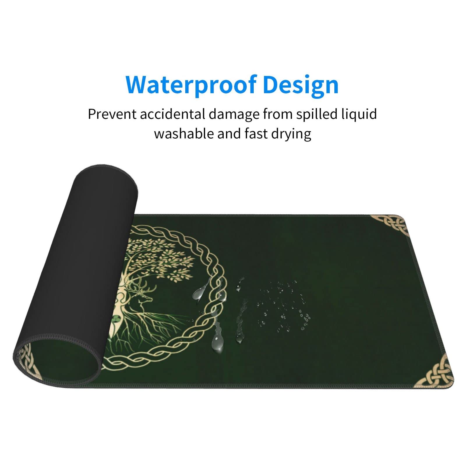 Ritual Celta Nórdica Vikinga Diosa Wicca Yule Gaming Teclado Alfombrilla de Ratón Accesorios Gigante Extendida XL con Borde Cosido y Base de Goma Antideslizante para Hogar y Oficina (80 x 30 cm)