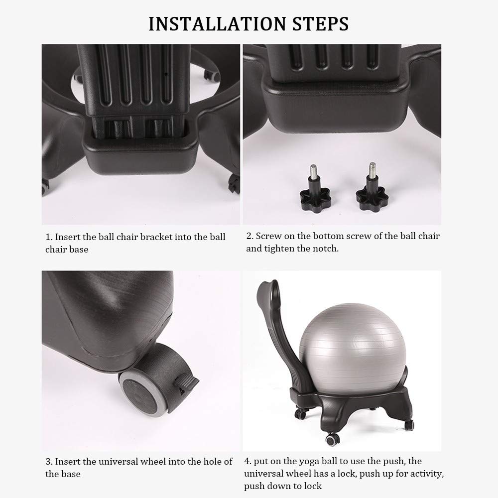 BODODO Silla de balance de pelota de yoga ergonómica con ruedas ajustable para oficina