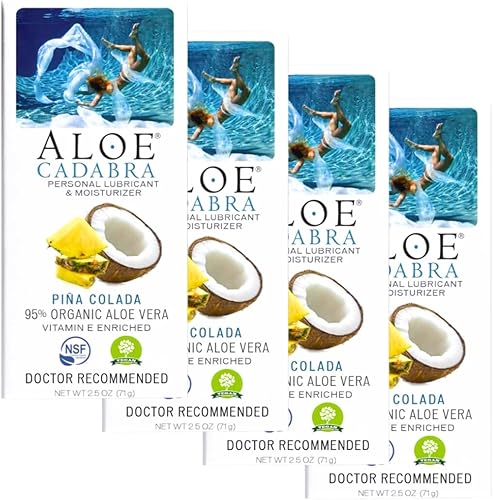 Aloe Cadabra Lubricante personal con sabor e hidratante vaginal, lubricante orgánico de aloe comestible para hombres, mujeres y parejas, no mancha,
