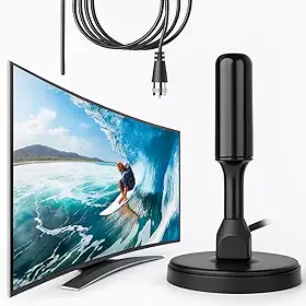 Antena Digital TV Interna Externa Amplificada HDTV 4K UHF | VHF | FM, Resistente A Água, Compatível Com Samsung, LG, Philco, APC, Philips, Smart TV, Led, LCD, 3D, Cabo 5 Metros, Com Imã - Premium