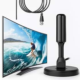 Antena Digital TV Interna Externa Amplificada HDTV 4K UHF | VHF | FM, Resistente A Água, Compatível Com Samsung, LG, Philco, APC, Philips, Smart TV, Led, LCD, 3D, Cabo 5 Metros, Com Imã - Premium