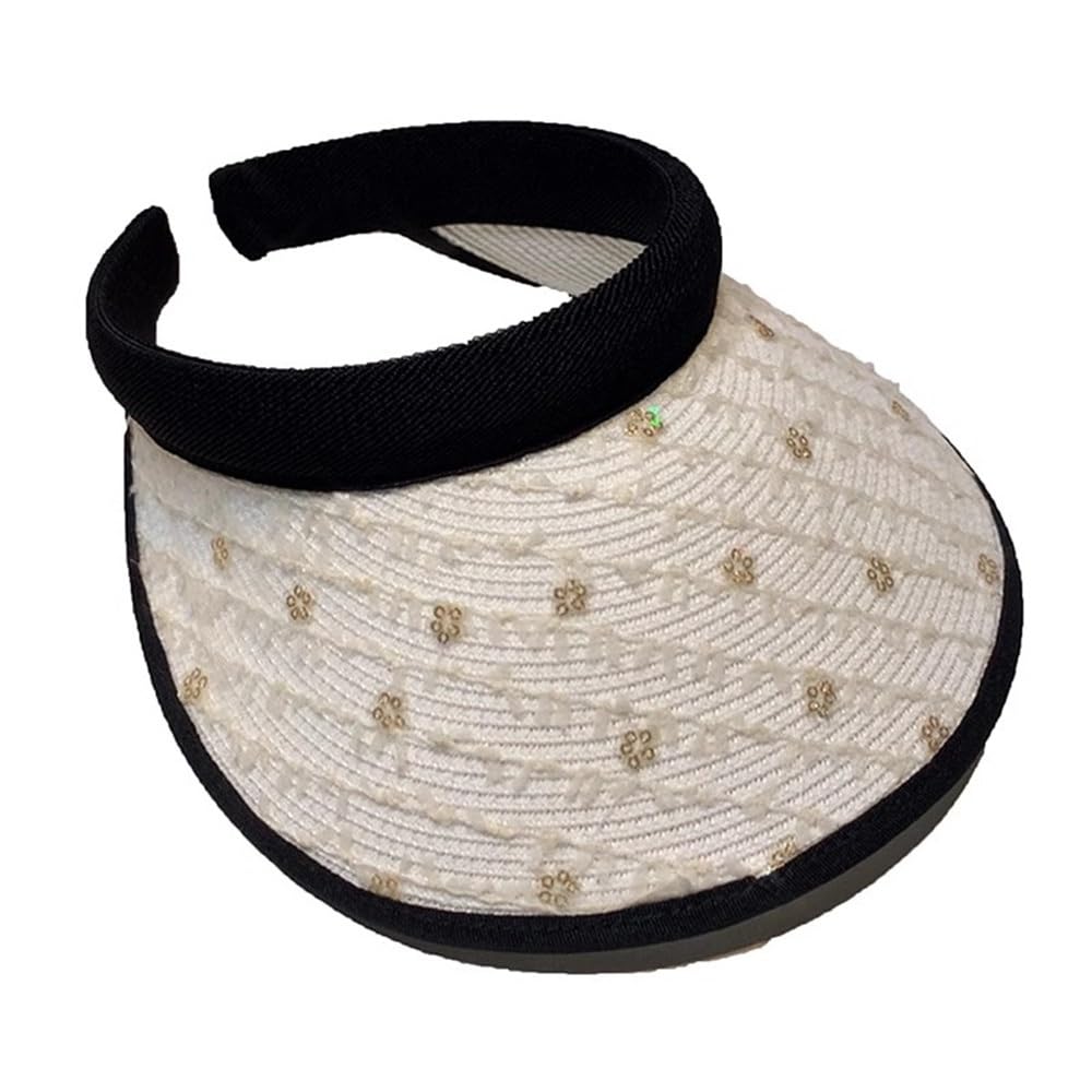 Visera Solar Mujer Gorra de Paja Estilo Playero con Banda for el Cabello Hueca para Pesca Correr