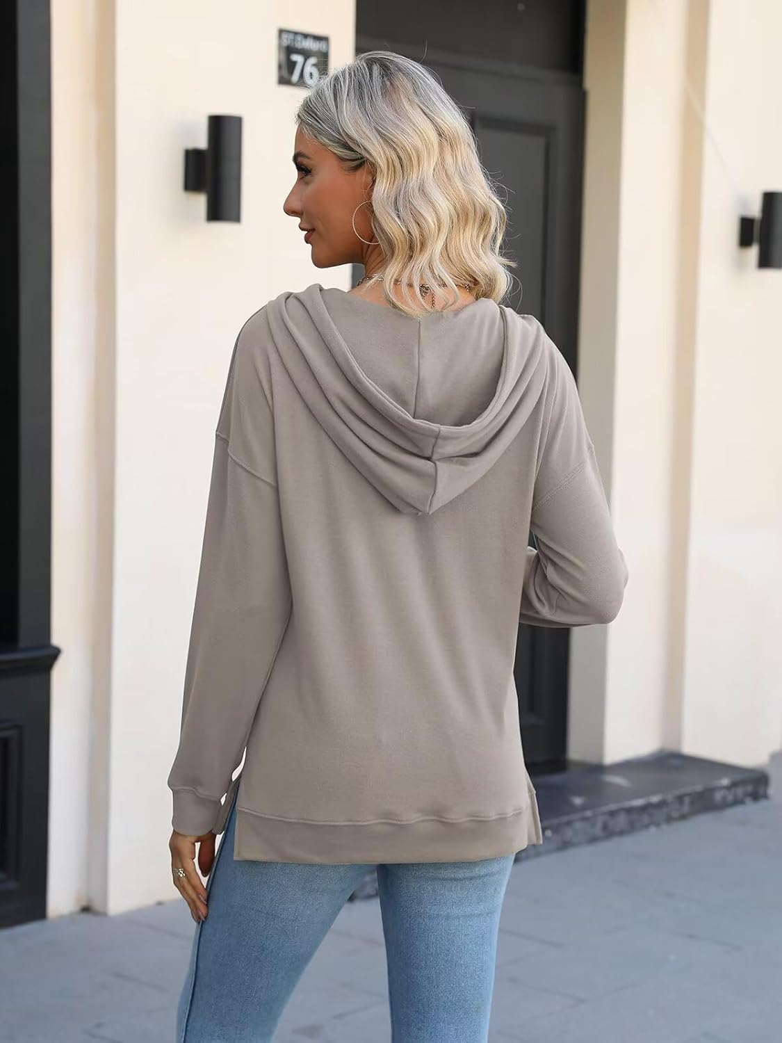 Women Sunflower Graphic Hoodies Long Sleeve Pullover Drawstring Sweatshirt Loose Fit Tunic Tops - Image 5