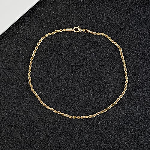 Kelistom 18K Gold/White Gold Plated Rope Chain Anklet, 3Mm Stainless Steel Ankle Bracelets For Women And Men thumb #5