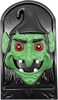 2024 Halloween Scary Doorbell - Haunted House Doorbells, Spooky Eyeball Glowing Doorbell, Halloween Party Skeleton The Witch Decoration with Spooky Sounds Lightup Talking Doorbell (Style - F)