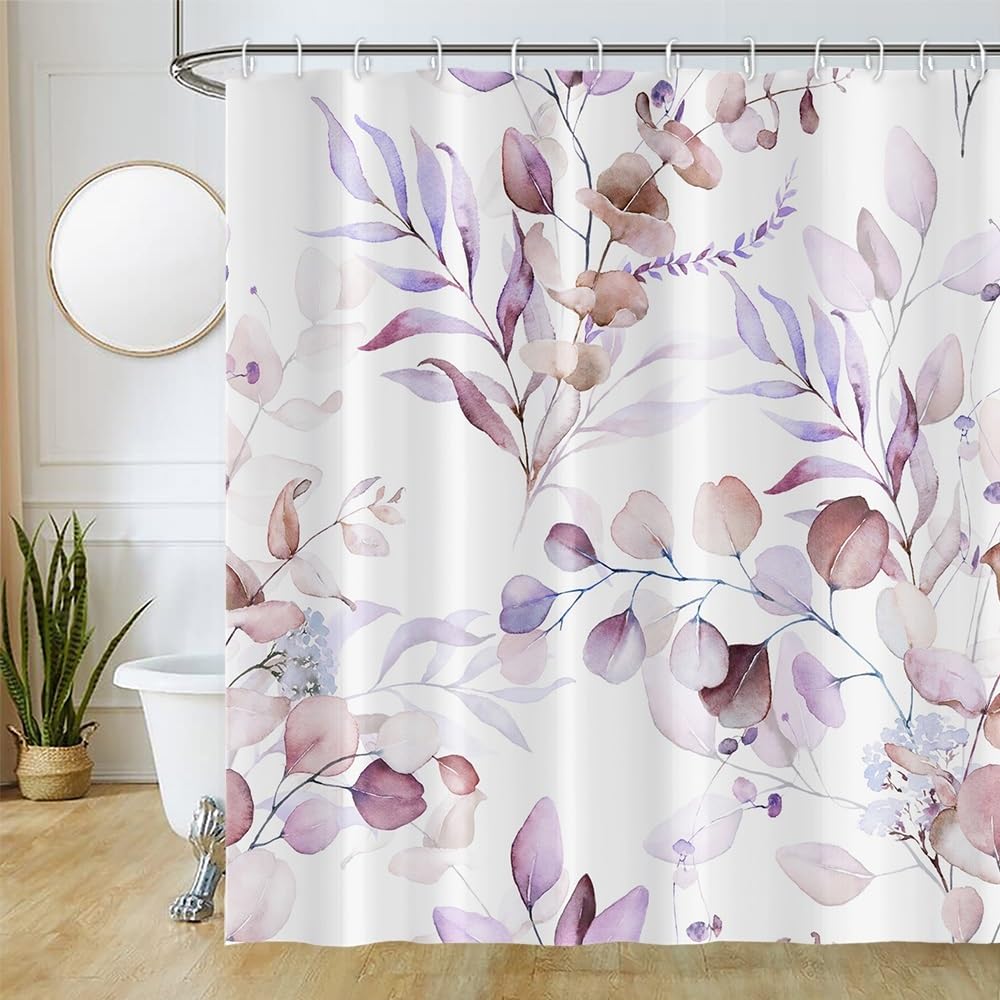 Cortina de Ducha de Hoja Eucalipto, Cortinas de Ducha Verde Oro Abstracto Planta Cortinas de Baño Antimoho Impermeable Lavable Tejido de Poliéster Cortina Ducha con 12 Ganchos 120x200cm — view 86