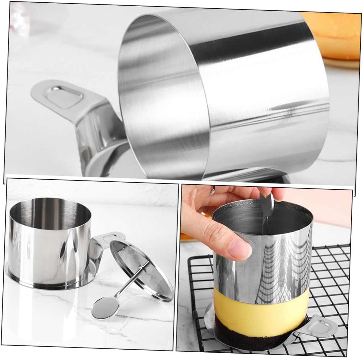 Cabilock 8-in-1 Cake Molding Tool Set Round Mousse Ring Mousse Baking Tool for Cake Decorations Cooking