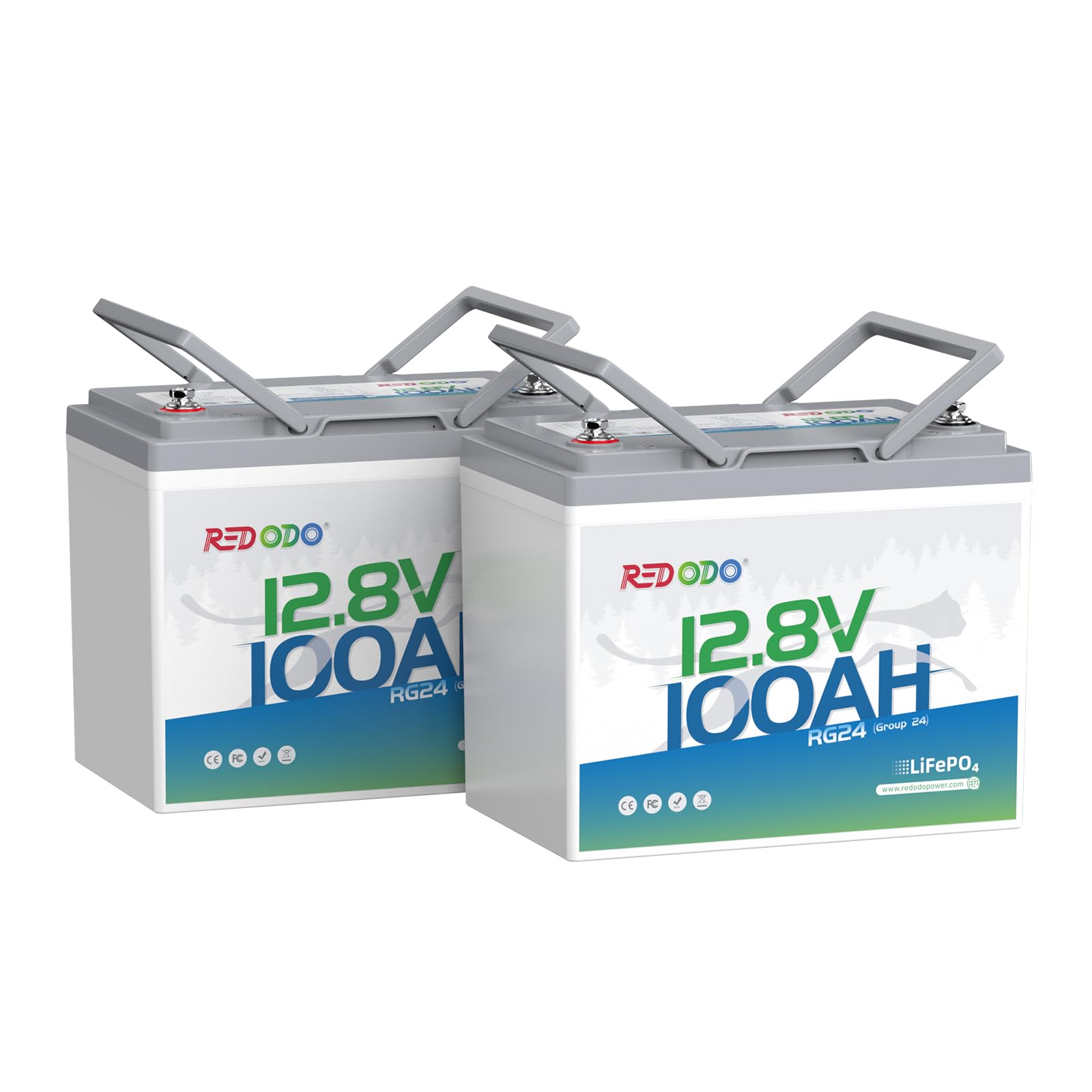 Redodo 12.8V 100Ah Group24 LiFePO4 Battery for Trolling Motor 2 Pack