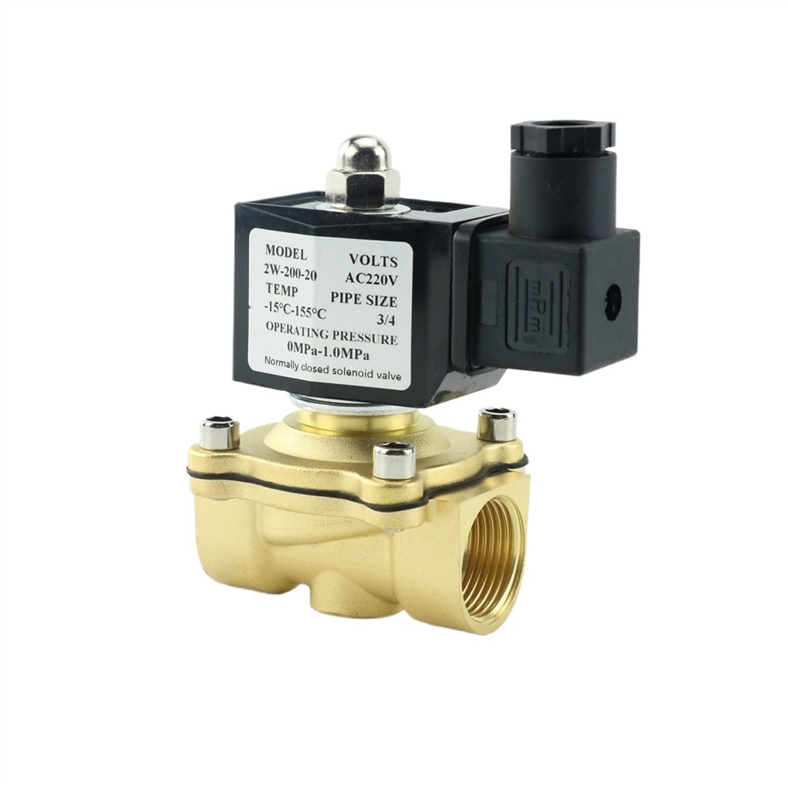 Electrovanne DN25 laiton avec bobine étanche anti-fuite pour réseau air et eau