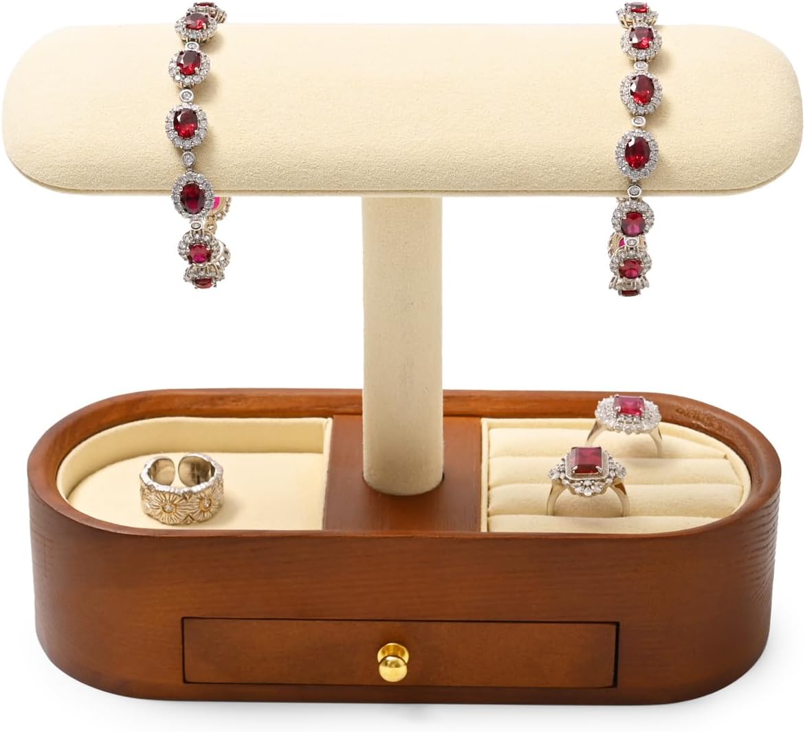 Amazon.com: Oirlv Solid Wood Watch Stand with Drawer T-bar Watch Holder ...