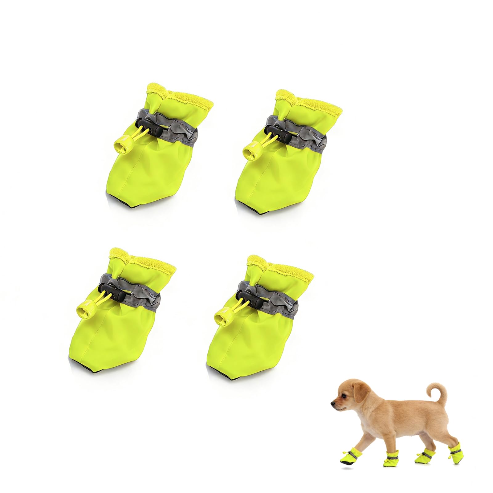 Andiker 4 Pcs Dog Shoes, Soft Breathable Dog Boots with Adjustable Drawstring Non-slip Sole Easy to Clean Dog Paw Protectors for Outdoors Indoors in Spring Summer (Yellow, S)