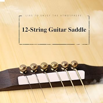 Bone Guitar Nut, Premium Bone Replacement for 12 String Folk Classical Guitar Saddle Compensated 75mm for Musicians Performers Repair Technicians