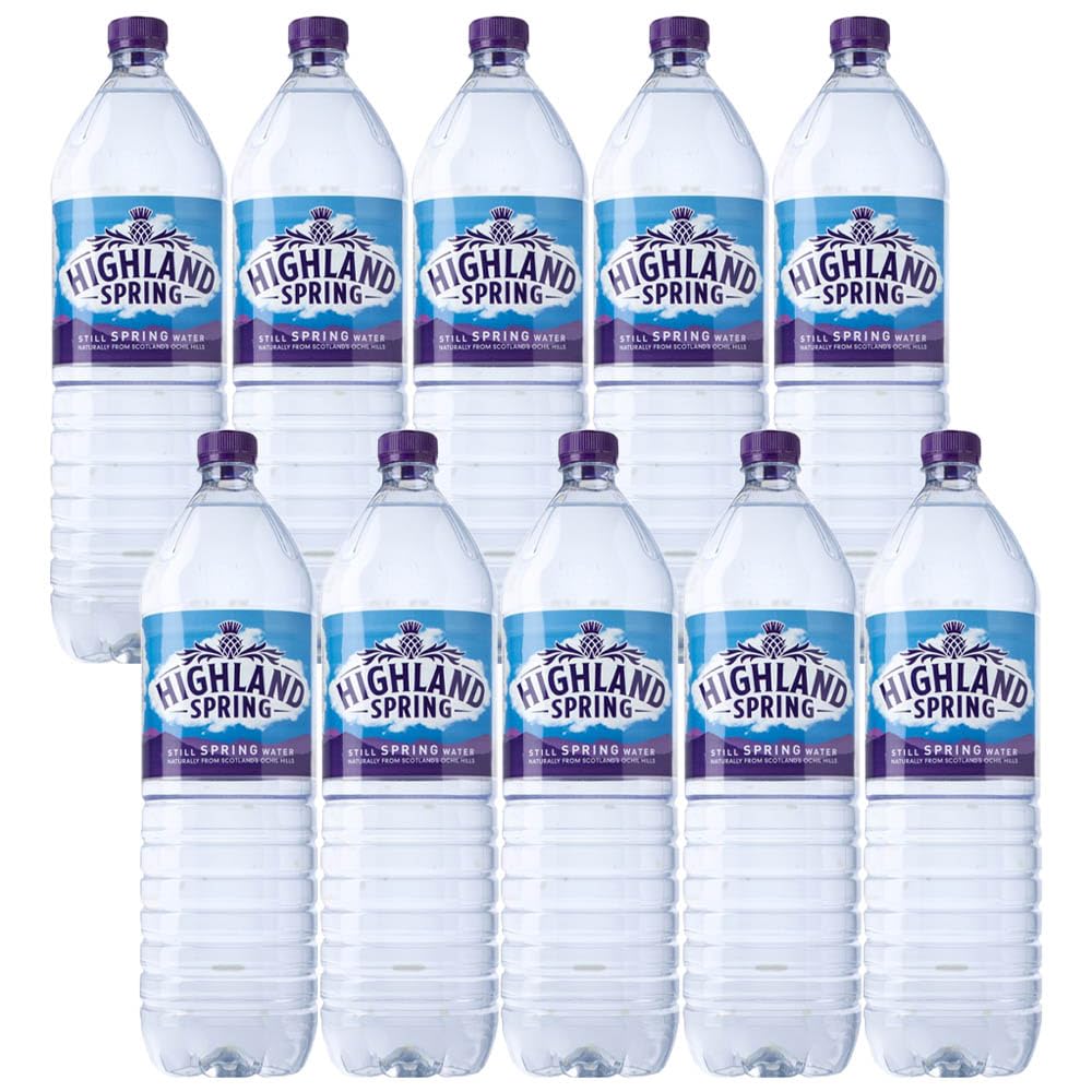 Highland Spring Still Water 2ltr Pack of 10 Family Size Multipack Mineral Drink Pure Aqua Healthy Hydrate Beverage with Welari Thank You Card | (10pack) (20L)