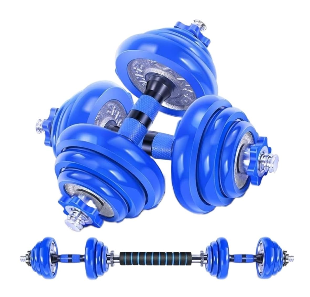 Regulowane hantle Zestaw hantli ciężarków 2 szt. Hantle z gumową osłoną Męska i damska fitnessowa wyjmowana sztanga do ćwiczeń ramion(30kg(15kg*2))