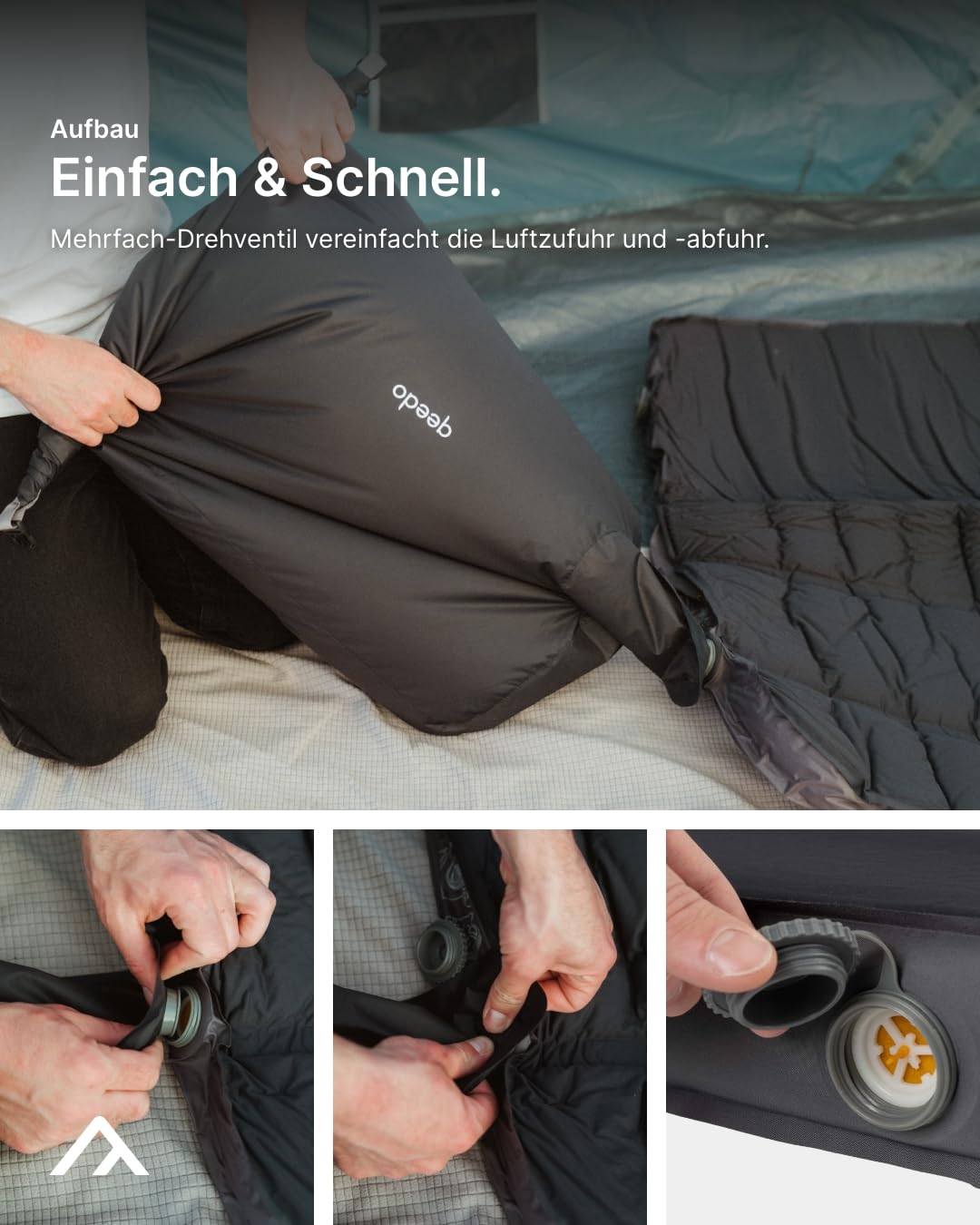 qeedo Cloudmat - Selbstaufblasende Premium Luftmatratze - weiche, Bequeme Isomatte mit Soft Touch Oberfläche und Double Inflation Ventil, Schlafmatte für Camping, Reisen oder als Gästebett