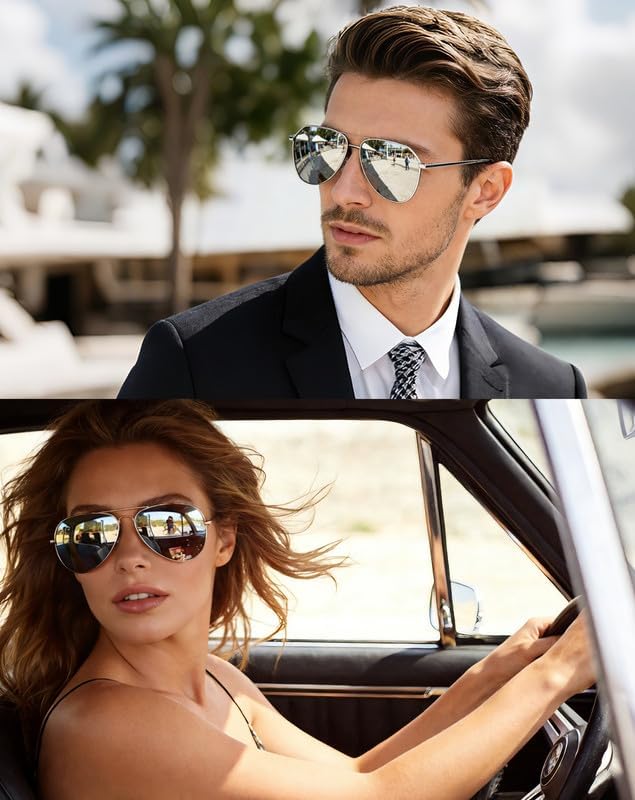 Joopin Polarized Metal Aviation Sunglasses Men, Classic Military Sun Glasses Women, Rectangle Shades UV400 Protection Costume - Image 2