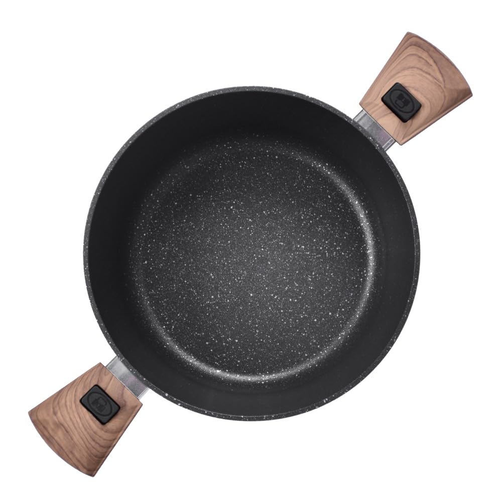 Durandal Faitout antiadhésif 24 cm Légende avec couvercle en verre inclus et poignées amovibles - Faitout 4,3L