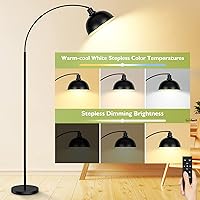 Vista 3 de Lámparas de pie de arco para sala de estar, moderna lámpara de pie alta con control remoto, lámpara de pie negra regulable continua con pantalla